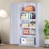 imageGreenvelly Metal Garage Storage Cabinet with 4 Swivel Wheels 73 Black Storage Cabinet on Wheels Rolling Tool Cabinet with Locking Doors and Shelves for Home Basement Kitchen Pantry WarehouseDark Grey