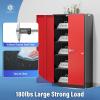 imageGreenvelly Metal Garage Storage Cabinet with 4 Swivel Wheels 73 Black Storage Cabinet on Wheels Rolling Tool Cabinet with Locking Doors and Shelves for Home Basement Kitchen Pantry WarehouseBlack Red