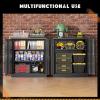 imageGreenvelly Metal Garage Storage Cabinet with 4 Swivel Wheels 73 Black Storage Cabinet on Wheels Rolling Tool Cabinet with Locking Doors and Shelves for Home Basement Kitchen Pantry WarehouseBlack