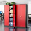 imageGreenvelly Metal Garage Storage Cabinet with 4 Swivel Wheels 73 Black Storage Cabinet on Wheels Rolling Tool Cabinet with Locking Doors and Shelves for Home Basement Kitchen Pantry WarehouseBlack Red