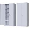 imageGreenvelly Metal Garage Storage Cabinet with 4 Swivel Wheels 73 Black Storage Cabinet on Wheels Rolling Tool Cabinet with Locking Doors and Shelves for Home Basement Kitchen Pantry WarehouseDark Grey