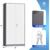 imageGreenvelly Metal Garage Storage Cabinet with 4 Swivel Wheels 73 Black Storage Cabinet on Wheels Rolling Tool Cabinet with Locking Doors and Shelves for Home Basement Kitchen Pantry WarehouseGray White
