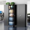 imageGreenvelly Metal Garage Storage Cabinet with 4 Swivel Wheels 73 Black Storage Cabinet on Wheels Rolling Tool Cabinet with Locking Doors and Shelves for Home Basement Kitchen Pantry WarehouseBlack
