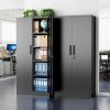 imageGreenvelly Metal Garage Storage Cabinet with 4 Swivel Wheels 73 Black Storage Cabinet on Wheels Rolling Tool Cabinet with Locking Doors and Shelves for Home Basement Kitchen Pantry WarehouseBlack