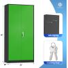 imageGreenvelly Metal Garage Storage Cabinet with 4 Swivel Wheels 73 Black Storage Cabinet on Wheels Rolling Tool Cabinet with Locking Doors and Shelves for Home Basement Kitchen Pantry WarehouseBlack Green