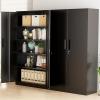 imageGreenvelly Metal Garage Storage Cabinet with 4 Swivel Wheels 73 Black Storage Cabinet on Wheels Rolling Tool Cabinet with Locking Doors and Shelves for Home Basement Kitchen Pantry WarehouseBlack