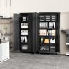 imageGreenvelly Metal Garage Storage Cabinet with 4 Swivel Wheels 73 Black Storage Cabinet on Wheels Rolling Tool Cabinet with Locking Doors and Shelves for Home Basement Kitchen Pantry WarehouseBlack