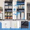 imageGreenvelly Metal Garage Storage Cabinet with 4 Swivel Wheels 73 Black Storage Cabinet on Wheels Rolling Tool Cabinet with Locking Doors and Shelves for Home Basement Kitchen Pantry WarehouseGray White
