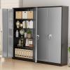 imageGreenvelly Metal Garage Storage Cabinet with 4 Swivel Wheels 73 Black Storage Cabinet on Wheels Rolling Tool Cabinet with Locking Doors and Shelves for Home Basement Kitchen Pantry WarehouseBlack Gray