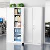 imageGreenvelly Metal Garage Storage Cabinet with 4 Swivel Wheels 73 Black Storage Cabinet on Wheels Rolling Tool Cabinet with Locking Doors and Shelves for Home Basement Kitchen Pantry WarehouseWhite