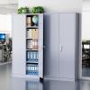 imageGreenvelly Metal Garage Storage Cabinet with 4 Swivel Wheels 73 Black Storage Cabinet on Wheels Rolling Tool Cabinet with Locking Doors and Shelves for Home Basement Kitchen Pantry WarehouseDark Grey