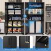 imageGreenvelly Metal Garage Storage Cabinet with 4 Swivel Wheels 73 Black Storage Cabinet on Wheels Rolling Tool Cabinet with Locking Doors and Shelves for Home Basement Kitchen Pantry WarehouseBlack
