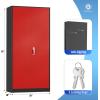 imageGreenvelly Metal Garage Storage Cabinet with 4 Swivel Wheels 73 Black Storage Cabinet on Wheels Rolling Tool Cabinet with Locking Doors and Shelves for Home Basement Kitchen Pantry WarehouseBlack Red