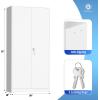 imageGreenvelly Metal Garage Storage Cabinet with 4 Swivel Wheels 73 Black Storage Cabinet on Wheels Rolling Tool Cabinet with Locking Doors and Shelves for Home Basement Kitchen Pantry WarehouseWhite