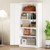 imageGreenvelly Metal Garage Storage Cabinet with 4 Swivel Wheels 73 Black Storage Cabinet on Wheels Rolling Tool Cabinet with Locking Doors and Shelves for Home Basement Kitchen Pantry WarehouseWhite