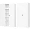 imageGreenvelly Metal Garage Storage Cabinet with 4 Swivel Wheels 73 Black Storage Cabinet on Wheels Rolling Tool Cabinet with Locking Doors and Shelves for Home Basement Kitchen Pantry WarehouseWhite