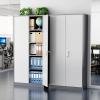 imageGreenvelly Metal Garage Storage Cabinet with 4 Swivel Wheels 73 Black Storage Cabinet on Wheels Rolling Tool Cabinet with Locking Doors and Shelves for Home Basement Kitchen Pantry WarehouseGray White