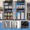 imageGreenvelly Metal Garage Storage Cabinet with 4 Swivel Wheels 73 Black Storage Cabinet on Wheels Rolling Tool Cabinet with Locking Doors and Shelves for Home Basement Kitchen Pantry WarehouseBlack Gray