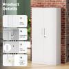imageGreenvelly Metal Lockable Storage Cabinet 72 Tall Storage Cabinet with 2 Doors and 4 Adjustable Shelves for Office Home Garage Pantry Assembly Required 18D WhiteWhite