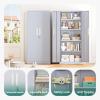 imageGreenvelly Metal Lockable Storage Cabinet 72 Tall Storage Cabinet with 2 Doors and 4 Adjustable Shelves for Office Home Garage Pantry Assembly Required 18D WhiteDark Grey