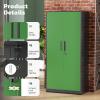 imageGreenvelly Metal Lockable Storage Cabinet 72 Tall Storage Cabinet with 2 Doors and 4 Adjustable Shelves for Office Home Garage Pantry Assembly Required 18D WhiteBlack Green