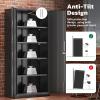 imageGreenvelly Metal Lockable Storage Cabinet 72 Tall Storage Cabinet with 2 Doors and 4 Adjustable Shelves for Office Home Garage Pantry Assembly Required 18D WhiteBlack