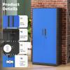 imageGreenvelly Metal Lockable Storage Cabinet 72 Tall Storage Cabinet with 2 Doors and 4 Adjustable Shelves for Office Home Garage Pantry Assembly Required 18D WhiteBlack Blue