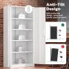 imageGreenvelly Metal Lockable Storage Cabinet 72 Tall Storage Cabinet with 2 Doors and 4 Adjustable Shelves for Office Home Garage Pantry Assembly Required 18D WhiteWhite