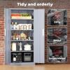 imageGreenvelly Metal Lockable Storage Cabinet 72 Tall Storage Cabinet with 2 Doors and 4 Adjustable Shelves for Office Home Garage Pantry Assembly Required 18D WhiteDark Grey