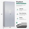 imageGreenvelly Metal Lockable Storage Cabinet 72 Tall Storage Cabinet with 2 Doors and 4 Adjustable Shelves for Office Home Garage Pantry Assembly Required 18D WhiteDark Grey