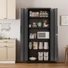 imageGreenvelly Metal Lockable Storage Cabinet 72 Tall Storage Cabinet with 2 Doors and 4 Adjustable Shelves for Office Home Garage Pantry Assembly Required 18D WhiteBlack