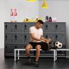imageGreenvelly Metal Locker 66Lockers for Employees with 5DoorsTall Steel Lockable Storage Lockers with Standing LegsCard SlotsVents for GymSchoolOfficeKids RoomBlueBlack