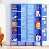 imageGreenvelly Metal Locker 66Lockers for Employees with 5DoorsTall Steel Lockable Storage Lockers with Standing LegsCard SlotsVents for GymSchoolOfficeKids RoomBlueBlue