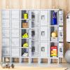 imageGreenvelly Metal Locker 66Lockers for Employees with 5DoorsTall Steel Lockable Storage Lockers with Standing LegsCard SlotsVents for GymSchoolOfficeKids RoomBlueGrey