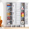 imageGreenvelly Metal Locker 66Lockers for Employees with 5DoorsTall Steel Lockable Storage Lockers with Standing LegsCard SlotsVents for GymSchoolOfficeKids RoomBlueGrey