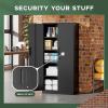 imageGreenvelly Metal Storage Cabinet 72quot Locking Metal Garage Storage Cabinet with Doors and 4 Adjustable Shelves Lockable Steel Cabinet for Home Office Garage Shop School White Grey 32quot W x 16quot DBlack