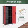 imageGreenvelly Metal Storage Cabinet 72quot Locking Metal Garage Storage Cabinet with Doors and 4 Adjustable Shelves Lockable Steel Cabinet for Home Office Garage Shop School White Grey 32quot W x 16quot DRed