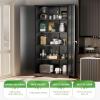 imageGreenvelly Metal Storage Cabinet 72quot Locking Metal Garage Storage Cabinet with Doors and 4 Adjustable Shelves Lockable Steel Cabinet for Home Office Garage Shop School White Grey 32quot W x 16quot DBlack1