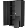 imageGreenvelly Metal Storage Cabinet 72quot Locking Metal Garage Storage Cabinet with Doors and 4 Adjustable Shelves Lockable Steel Cabinet for Home Office Garage Shop School White Grey 32quot W x 16quot DBlack
