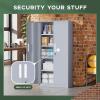imageGreenvelly Metal Storage Cabinet 72quot Locking Metal Garage Storage Cabinet with Doors and 4 Adjustable Shelves Lockable Steel Cabinet for Home Office Garage Shop School White Grey 32quot W x 16quot DDark Grey
