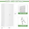 imageGreenvelly Metal Storage Cabinet 72quot Locking Metal Garage Storage Cabinet with Doors and 4 Adjustable Shelves Lockable Steel Cabinet for Home Office Garage Shop School White Grey 32quot W x 16quot DWhite1