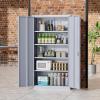 imageGreenvelly Metal Storage Cabinet 72quot Locking Metal Garage Storage Cabinet with Doors and 4 Adjustable Shelves Lockable Steel Cabinet for Home Office Garage Shop School White Grey 32quot W x 16quot DDark Grey