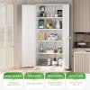 imageGreenvelly Metal Storage Cabinet 72quot Locking Metal Garage Storage Cabinet with Doors and 4 Adjustable Shelves Lockable Steel Cabinet for Home Office Garage Shop School White Grey 32quot W x 16quot DWhite1
