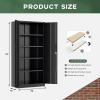 imageGreenvelly Metal Storage Cabinet 72quot Locking Metal Garage Storage Cabinet with Doors and 4 Adjustable Shelves Lockable Steel Cabinet for Home Office Garage Shop School White Grey 32quot W x 16quot DBlack