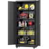 imageGreenvelly Metal Storage Cabinet 72quot Locking Metal Garage Storage Cabinet with Doors and 4 Adjustable Shelves Lockable Steel Cabinet for Home Office Garage Shop School White Grey 32quot W x 16quot DBlack1