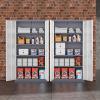 imageGreenvelly Metal Storage Cabinet 72quot Locking Metal Garage Storage Cabinet with Doors and 4 Adjustable Shelves Lockable Steel Cabinet for Home Office Garage Shop School White Grey 32quot W x 16quot DWhite Grey