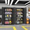 imageGreenvelly Metal Storage Cabinet 72quot Locking Metal Garage Storage Cabinet with Doors and 4 Adjustable Shelves Lockable Steel Cabinet for Home Office Garage Shop School White Grey 32quot W x 16quot DBlack