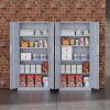 imageGreenvelly Metal Storage Cabinet 72quot Locking Metal Garage Storage Cabinet with Doors and 4 Adjustable Shelves Lockable Steel Cabinet for Home Office Garage Shop School White Grey 32quot W x 16quot DDark Grey