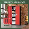 imageGreenvelly Metal Storage Cabinet 72quot Locking Metal Garage Storage Cabinet with Doors and 4 Adjustable Shelves Lockable Steel Cabinet for Home Office Garage Shop School White Grey 32quot W x 16quot DRed
