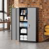 imageGreenvelly Metal Storage Cabinet 72quot Locking Metal Garage Storage Cabinet with Doors and 4 Adjustable Shelves Lockable Steel Cabinet for Home Office Garage Shop School White Grey 32quot W x 16quot DBlack Grey